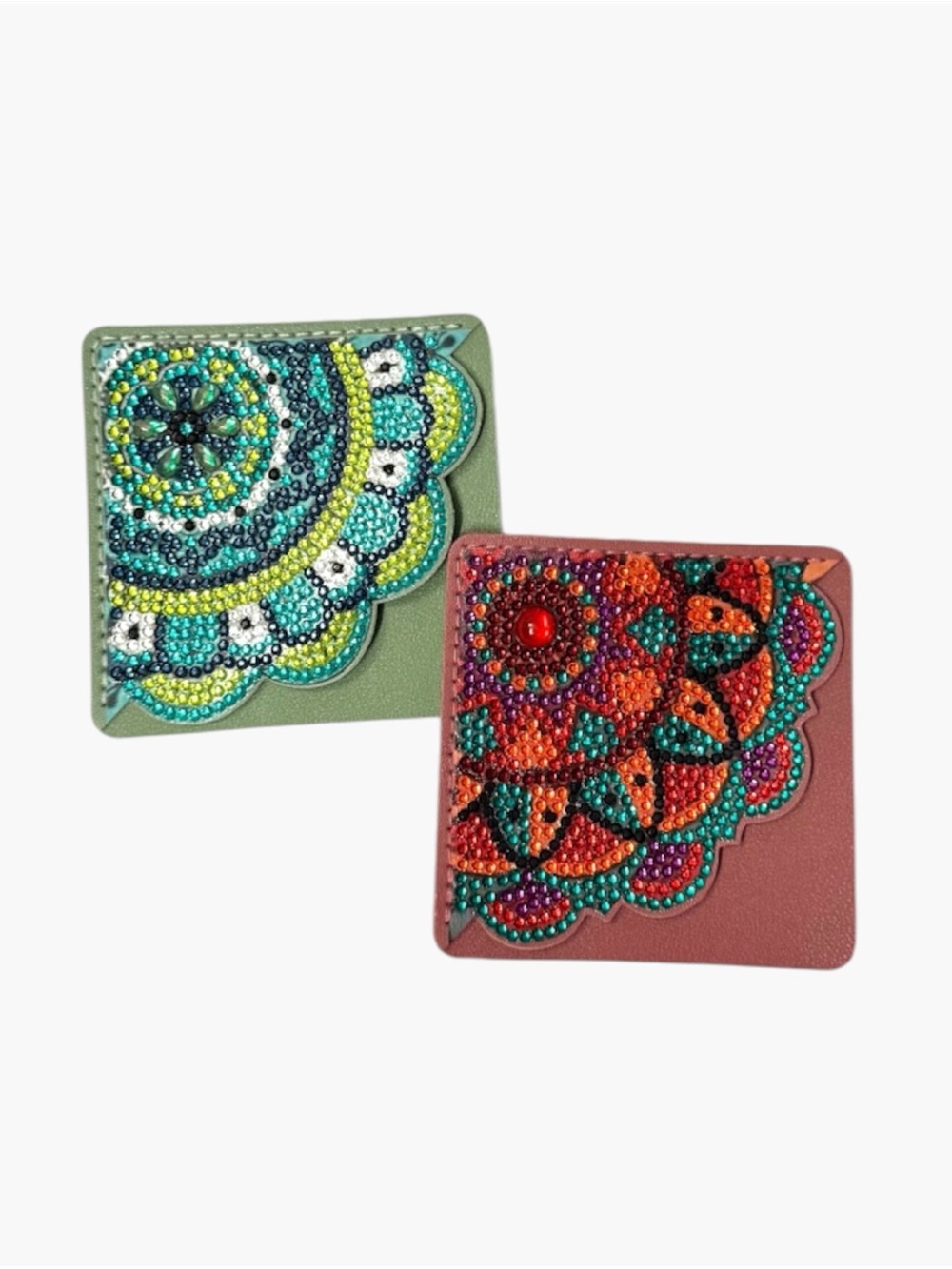 Diamond Art Faux Leather Corner Bookmarks- Set of 2